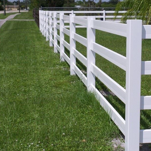 4 Rail White PVC Horse Fencing