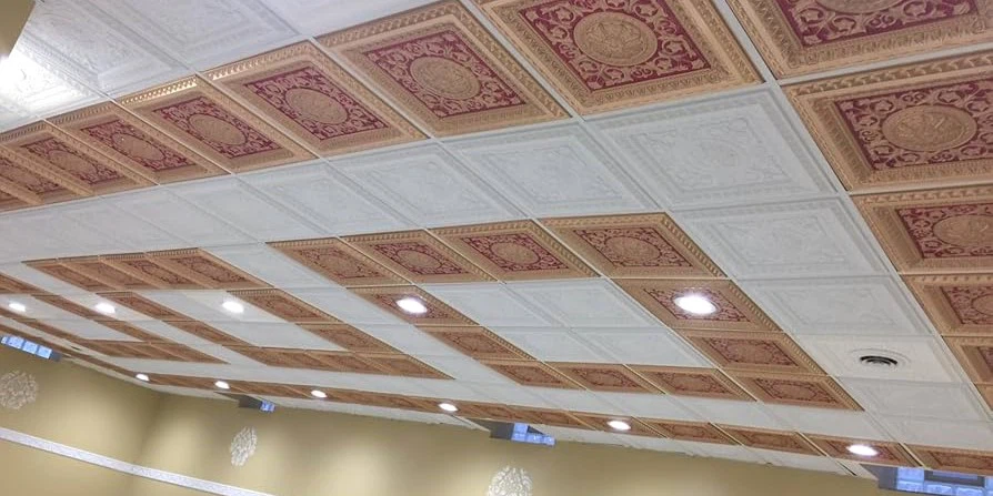Faux tin ceiling close-up Faux tin ceiling close-up